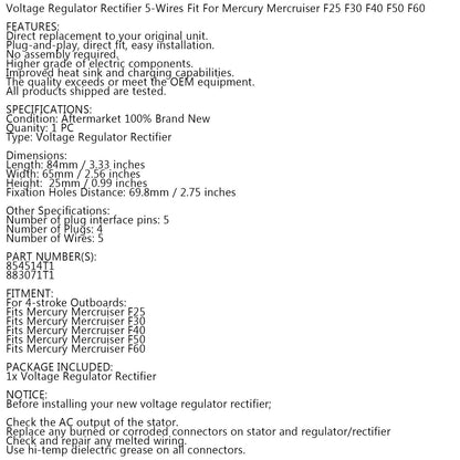 Regolatore di tensione per Mercury 883072T1 854514T1 5 fili 25 30 40 50 60 HP Generico
