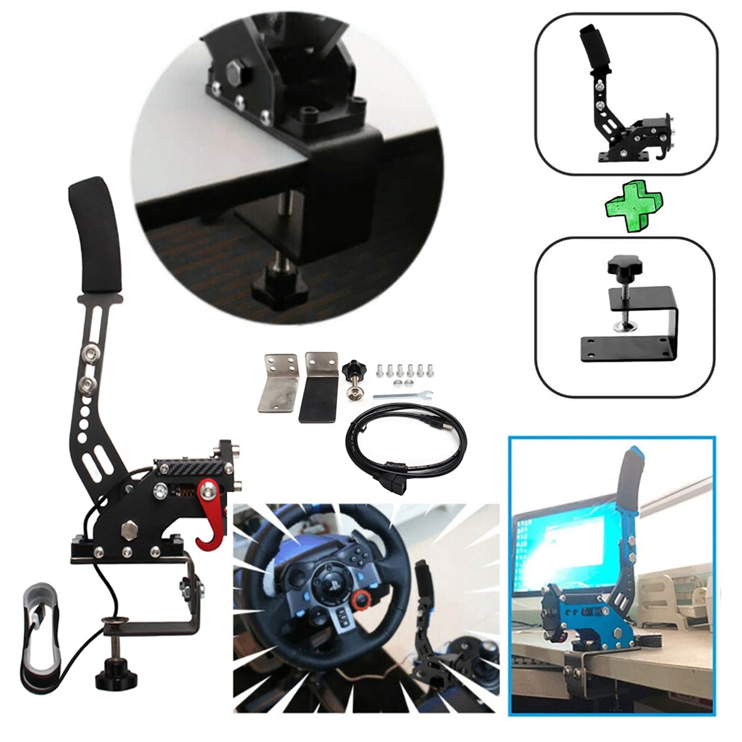Freno a mano USB con morsetto e cambio ad H per volante Logitech G29 Sim Racing