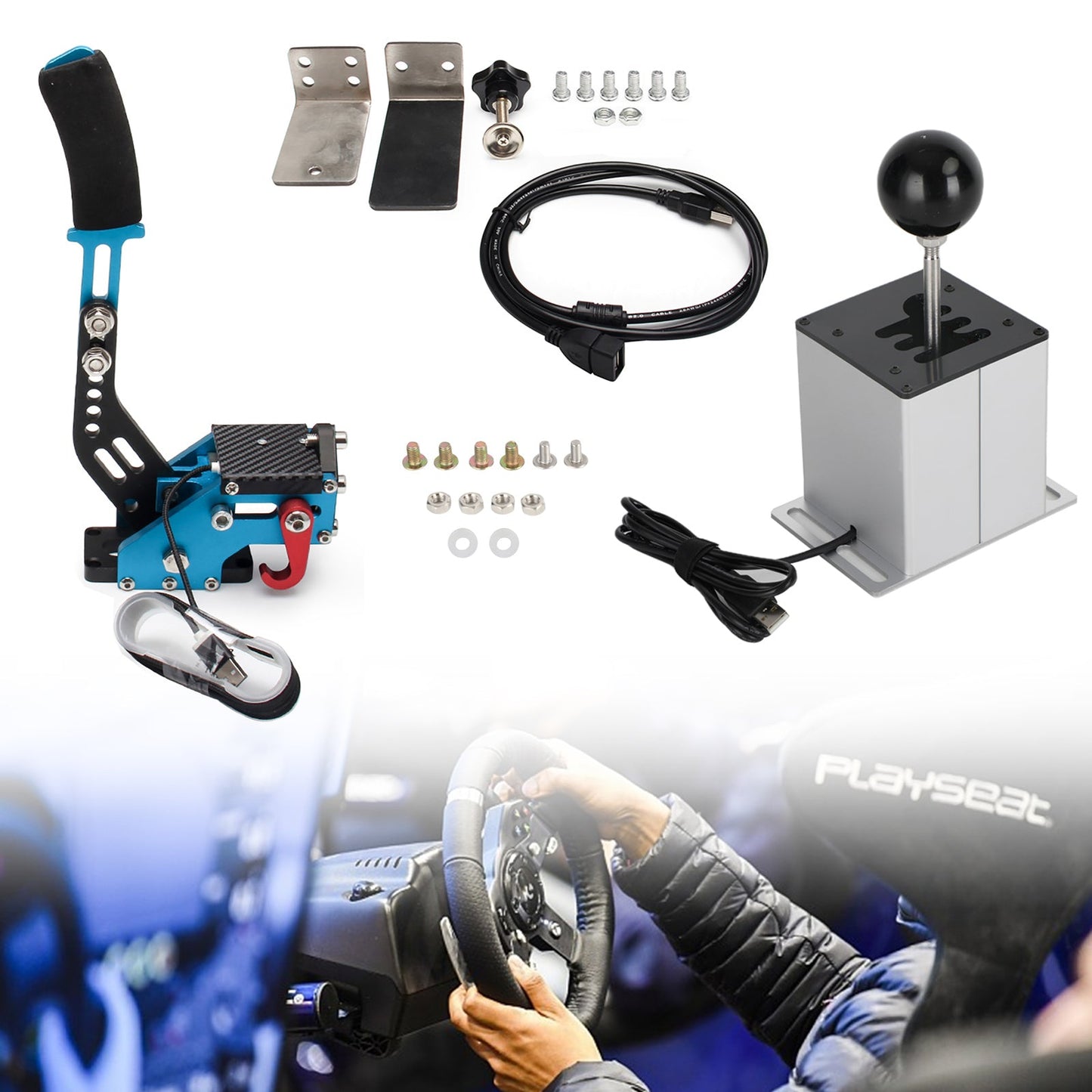 Freno a mano USB con morsetto e cambio ad H per volante Logitech G29 Sim Racing