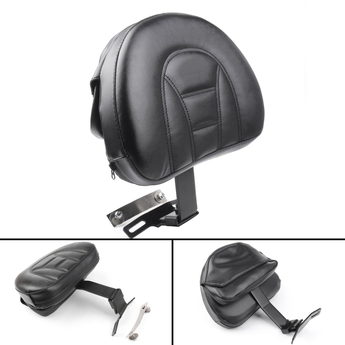 Adjustable Driver Rider Backrest Pad For 7-17 Harley Fatboy Heritage Softail BK