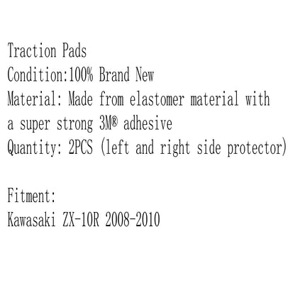 Paraserbatoio Traction Pads Side Gas Knee Grip per Kawasaki ZX10R ZX1000 Ninja 2008-2010 Generico