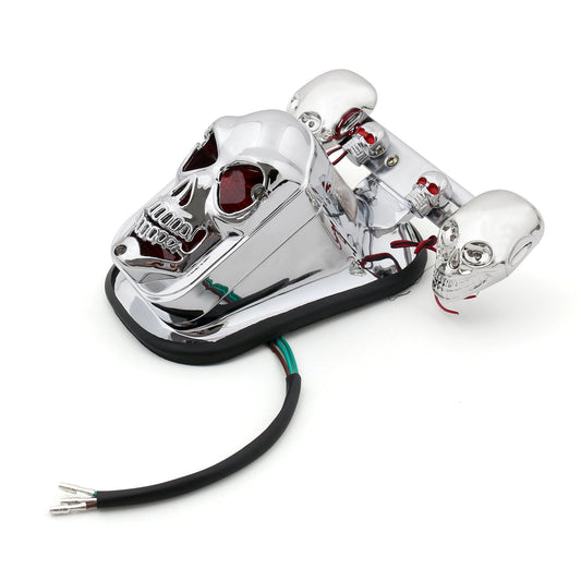 Chrome Motorcycle Skull Integrated Brake Stop Tail Indicatore di direzione per Harley Generico