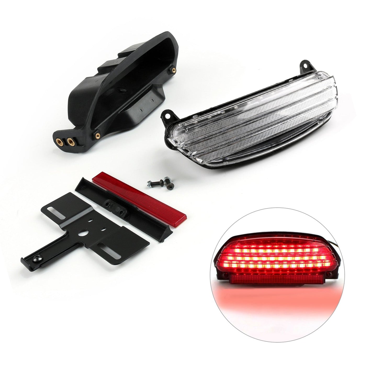 Fanale posteriore LED Tri-Bar Fender + staffa per Harley Softail FXST FXSTB FXSTC Generico