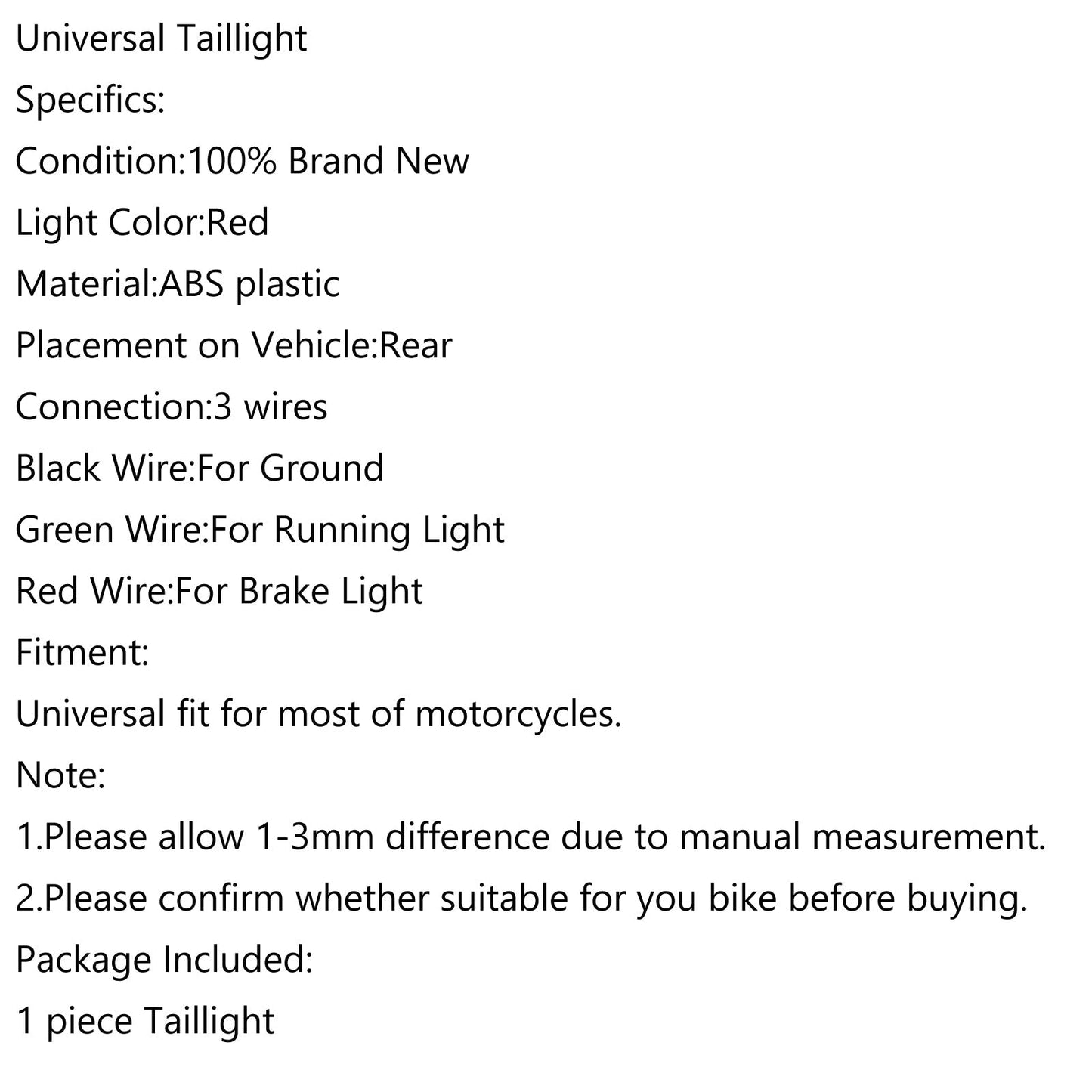 ABS Moto LED Rosso 12V Freno Arresto Corsa Fanale Posteriore Lampada Universale Generico