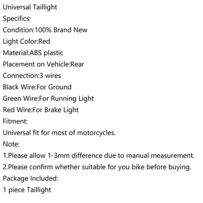 ABS Moto LED Rosso 12V Freno Arresto Corsa Fanale Posteriore Lampada Universale Generico