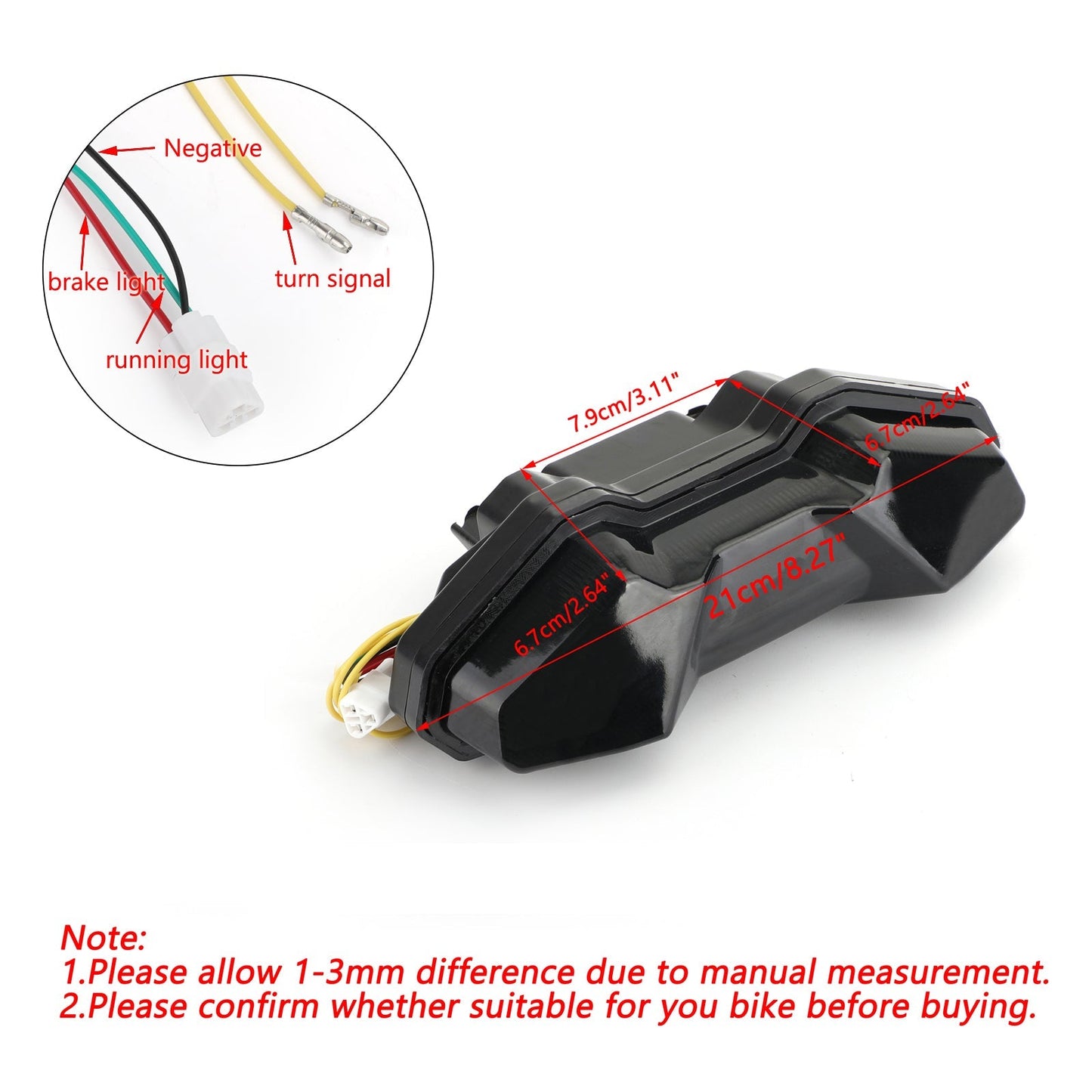 Fanale posteriore per freno a LED Moto per YAMAHA FJ09 MT-09 Tracer 900 2015-2018 Fumo generico