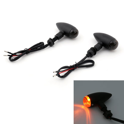 2x Black Amber Bullet Turn Signal Light For Harley Softail Dyna Sportster V-Rod