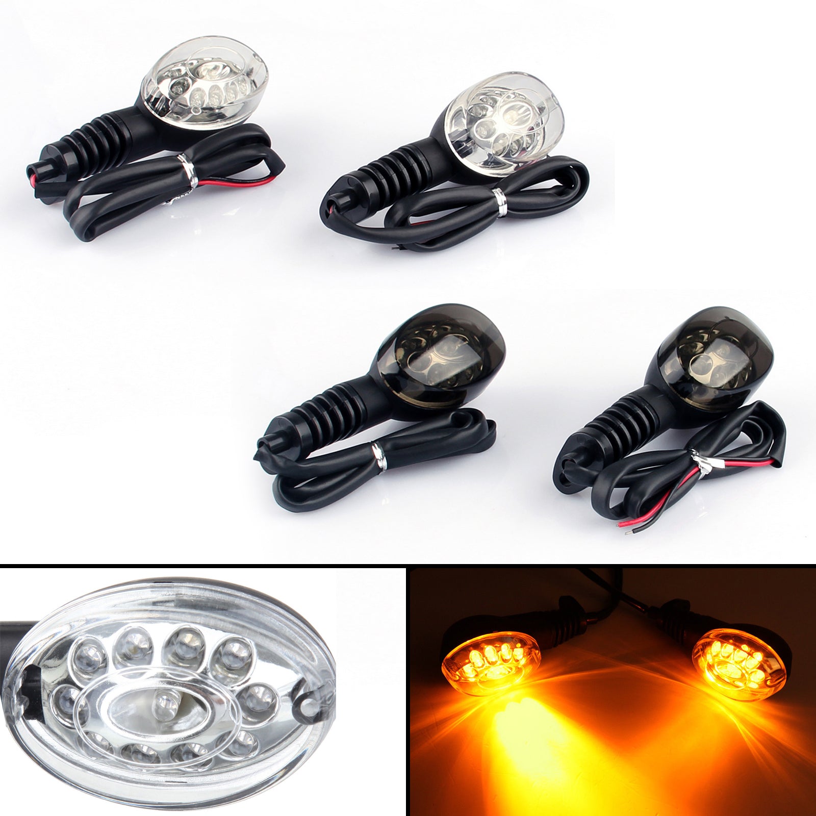 Front Rear LED Turn Signals Blinker Indicator Amber Kawasaki NINJA 250R (08-12)