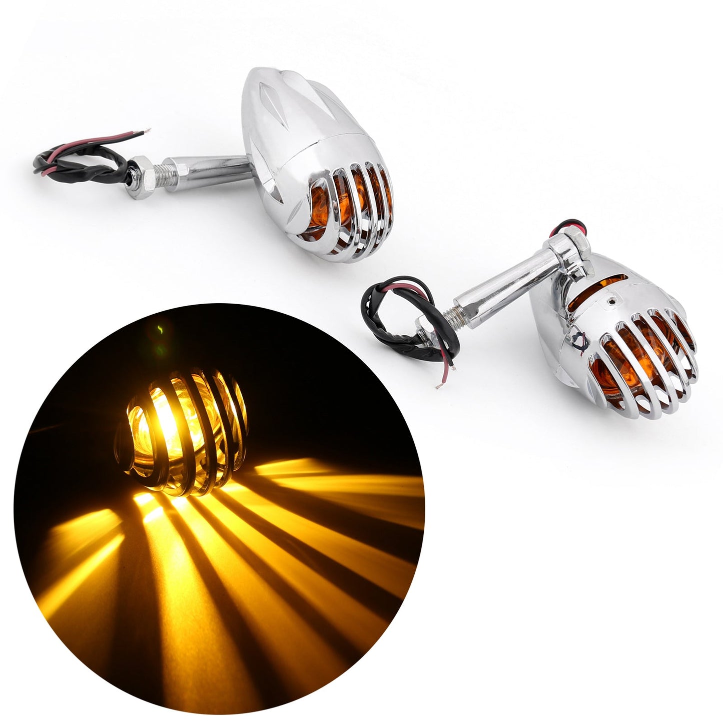 2pcs indicatori di direzione per moto Grill Bullet ambra indicatori luminosi lampada generica