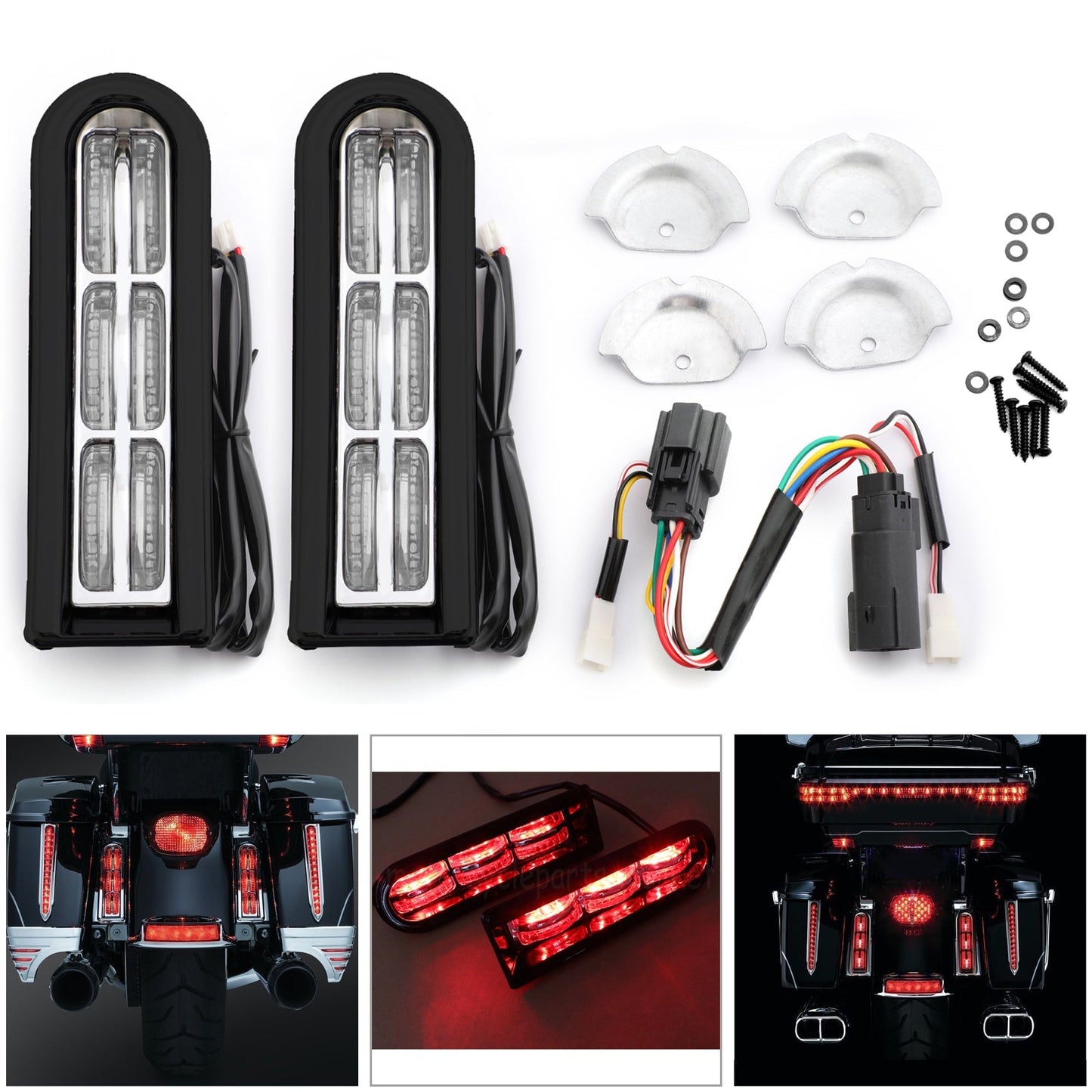 Le migliori offerte per LED Inserts Bisaccia Filler supporto luci per Harley Touring Electra Glide 14+