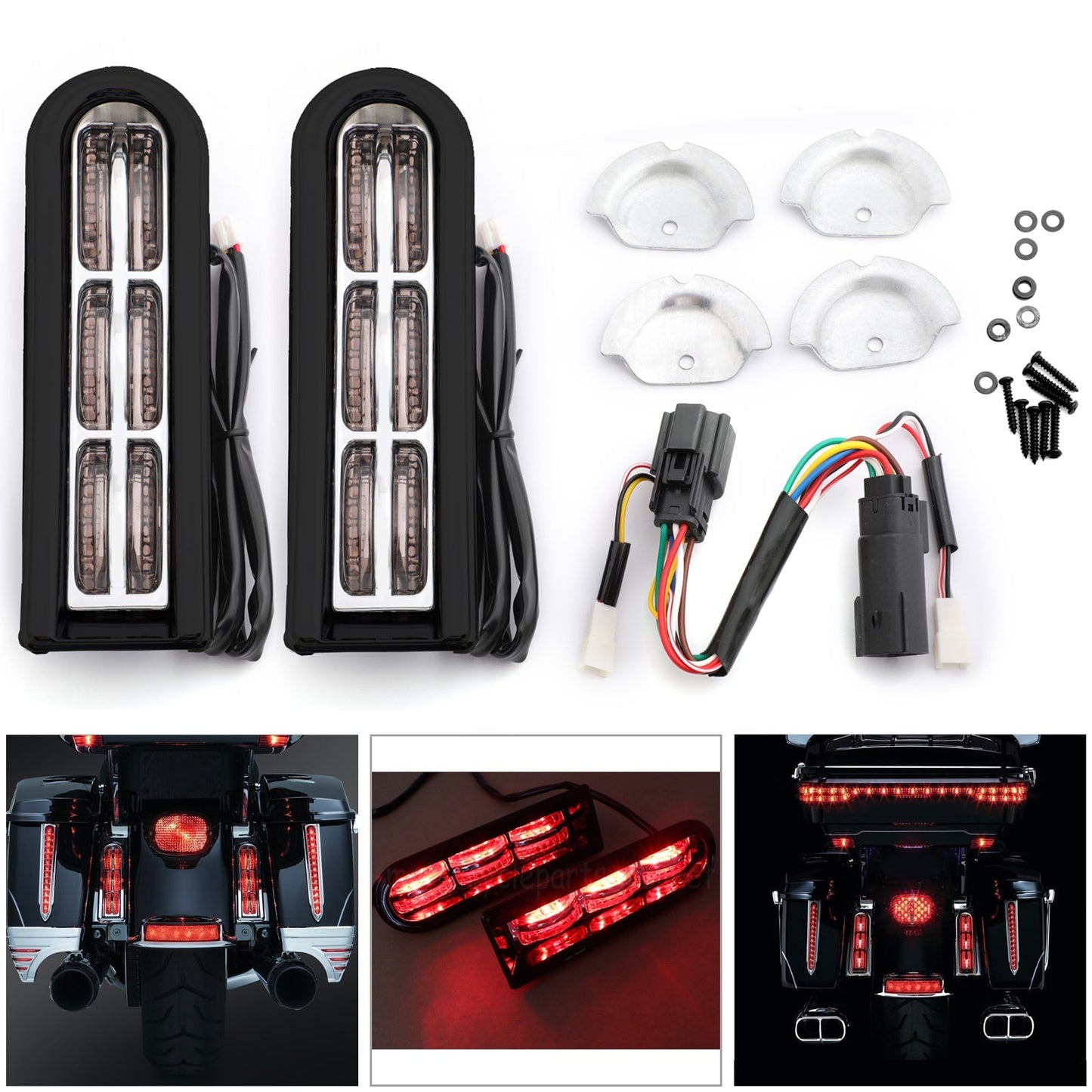 Le migliori offerte per LED Inserts Bisaccia Filler supporto luci per Harley Touring Electra Glide 14+