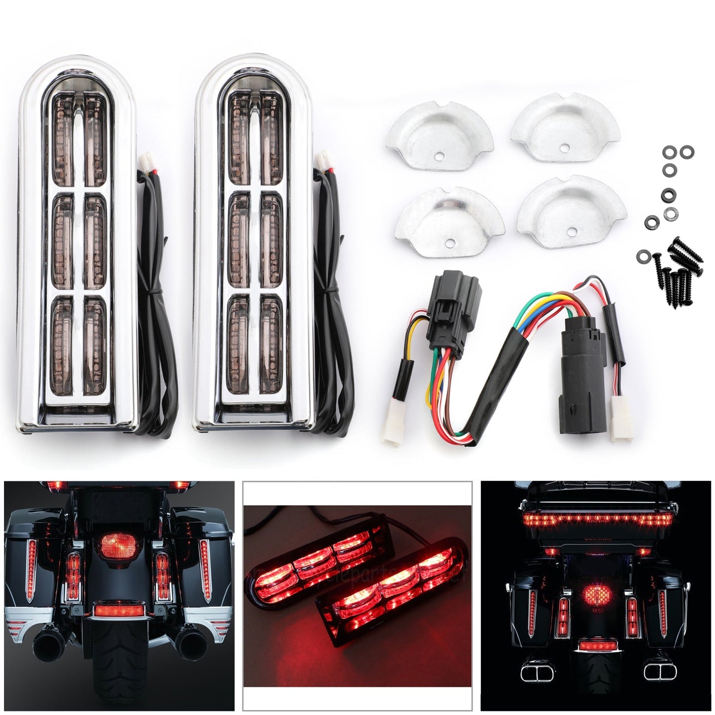Le migliori offerte per LED Inserts Bisaccia Filler supporto luci per Harley Touring Electra Glide 14+