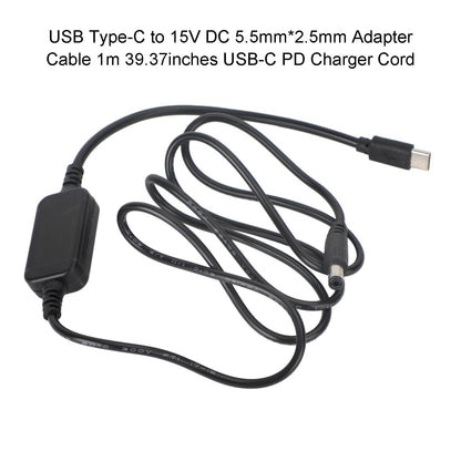 Adattatore da USB a 9/12/15 V Volt 5,5 mm * 2,5 mm 1 m 39,37 pollici Cavo per cavo di ricarica PD