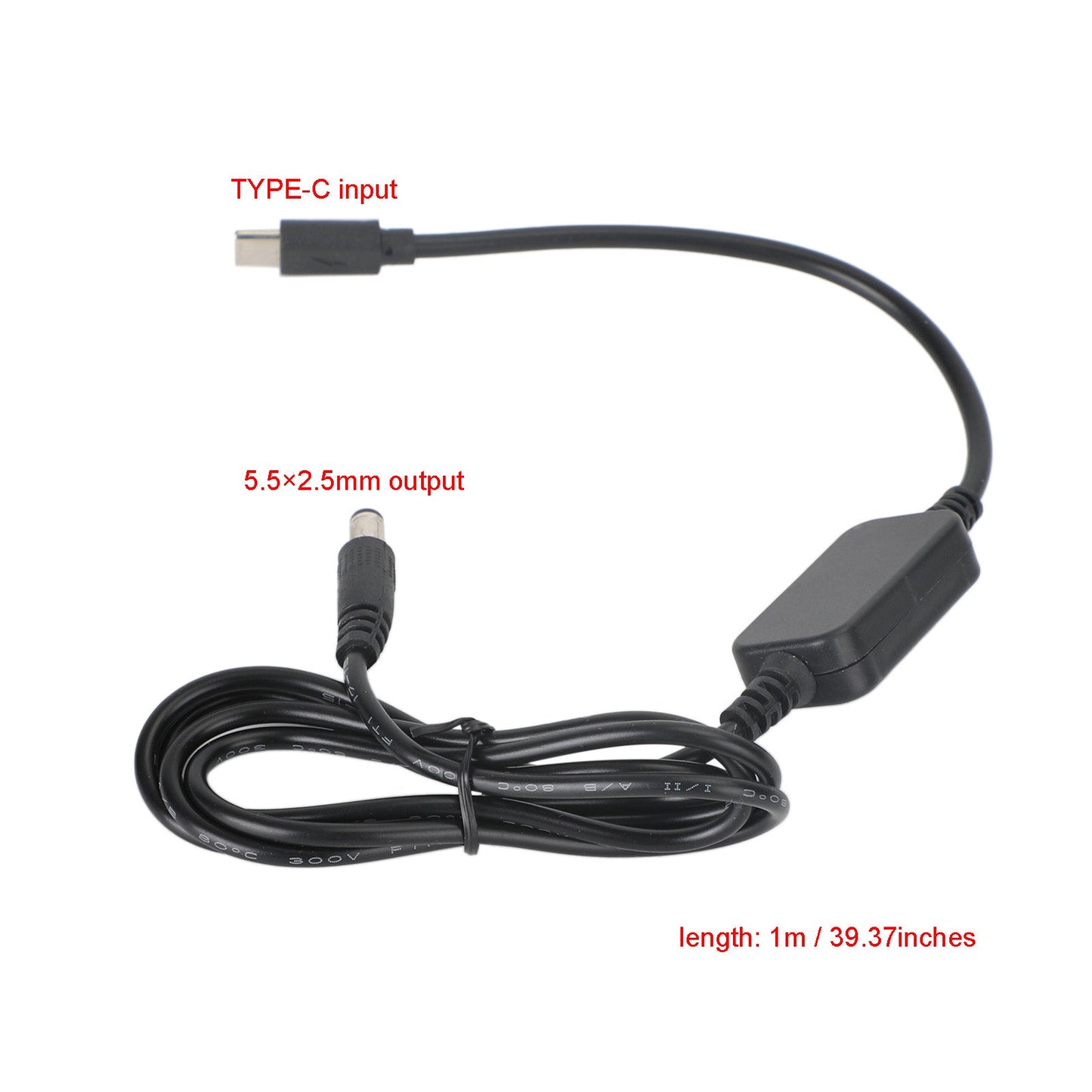 Adattatore da USB a 9/12/15 V Volt 5,5 mm * 2,5 mm 1 m 39,37 pollici Cavo per cavo di ricarica PD