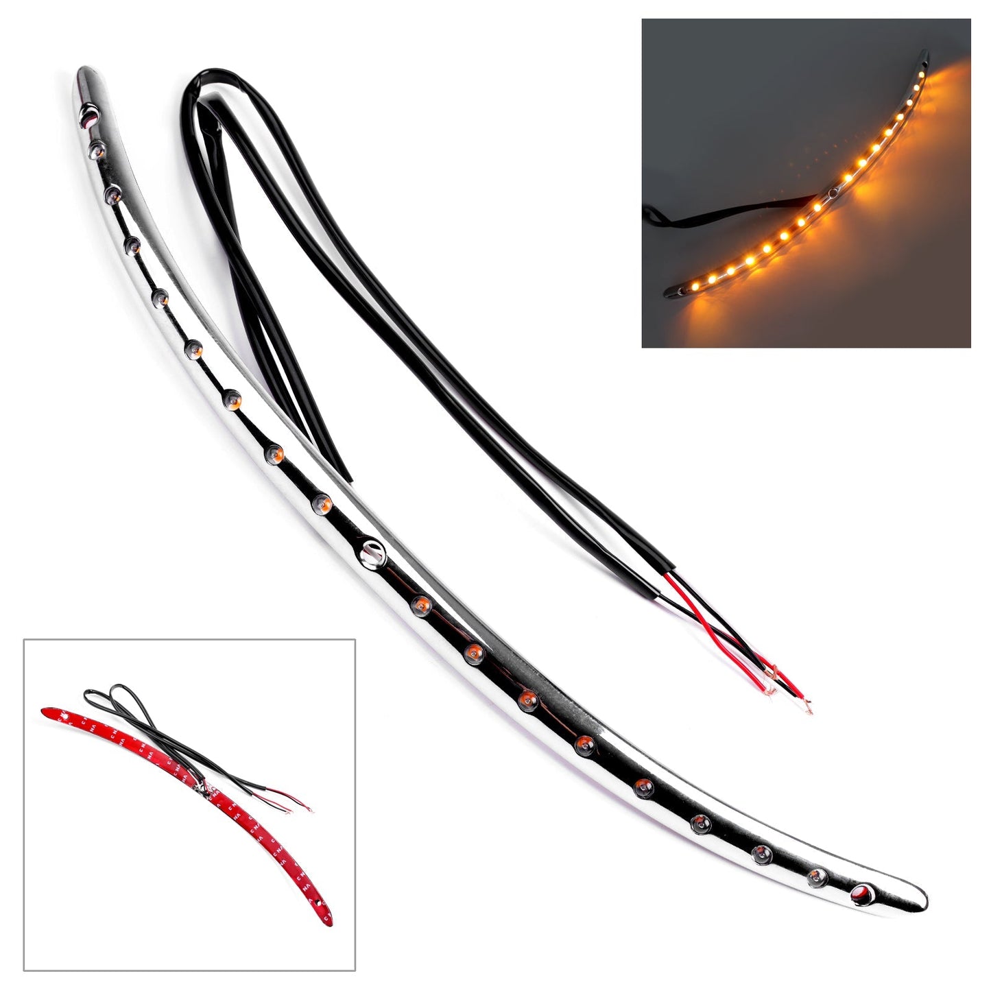 Chrome Turn Signal LED Light Windshield Trim For Harley Touring FLHX FLHT 14-18