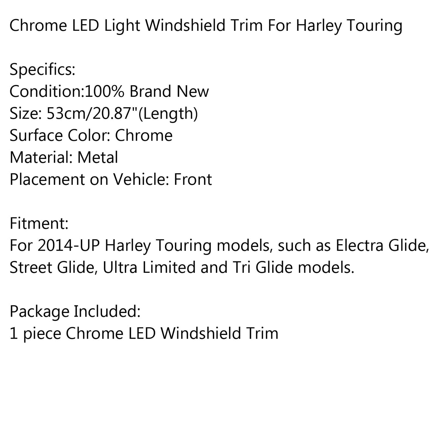 Finiture per parabrezza con indicatori di direzione cromati a LED per Harley Touring FLHX FLHT 14-18 Generico