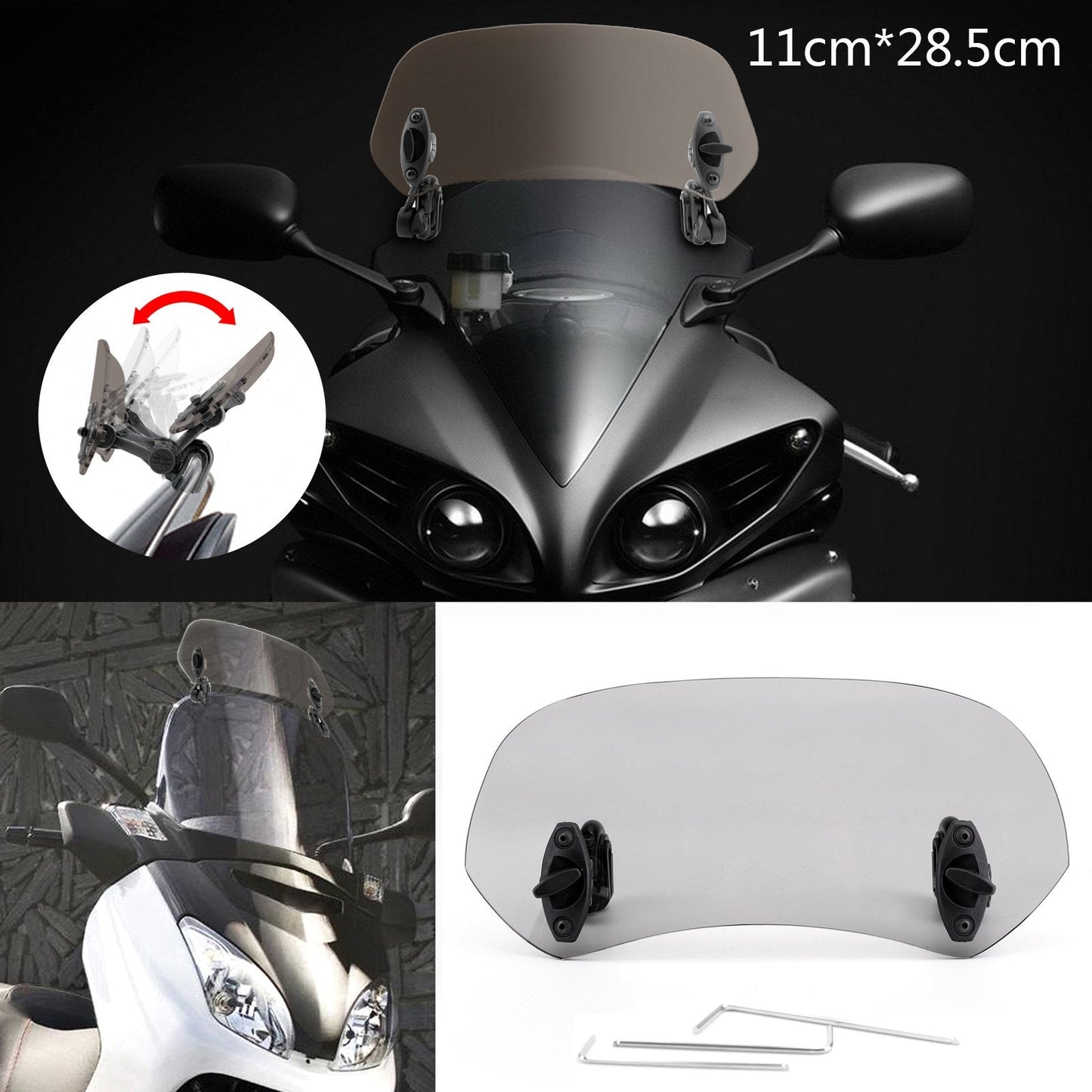 Clip regolabile per motocicletta sull&#39;estensione del parabrezza Spoiler Deflettore del vento Generico