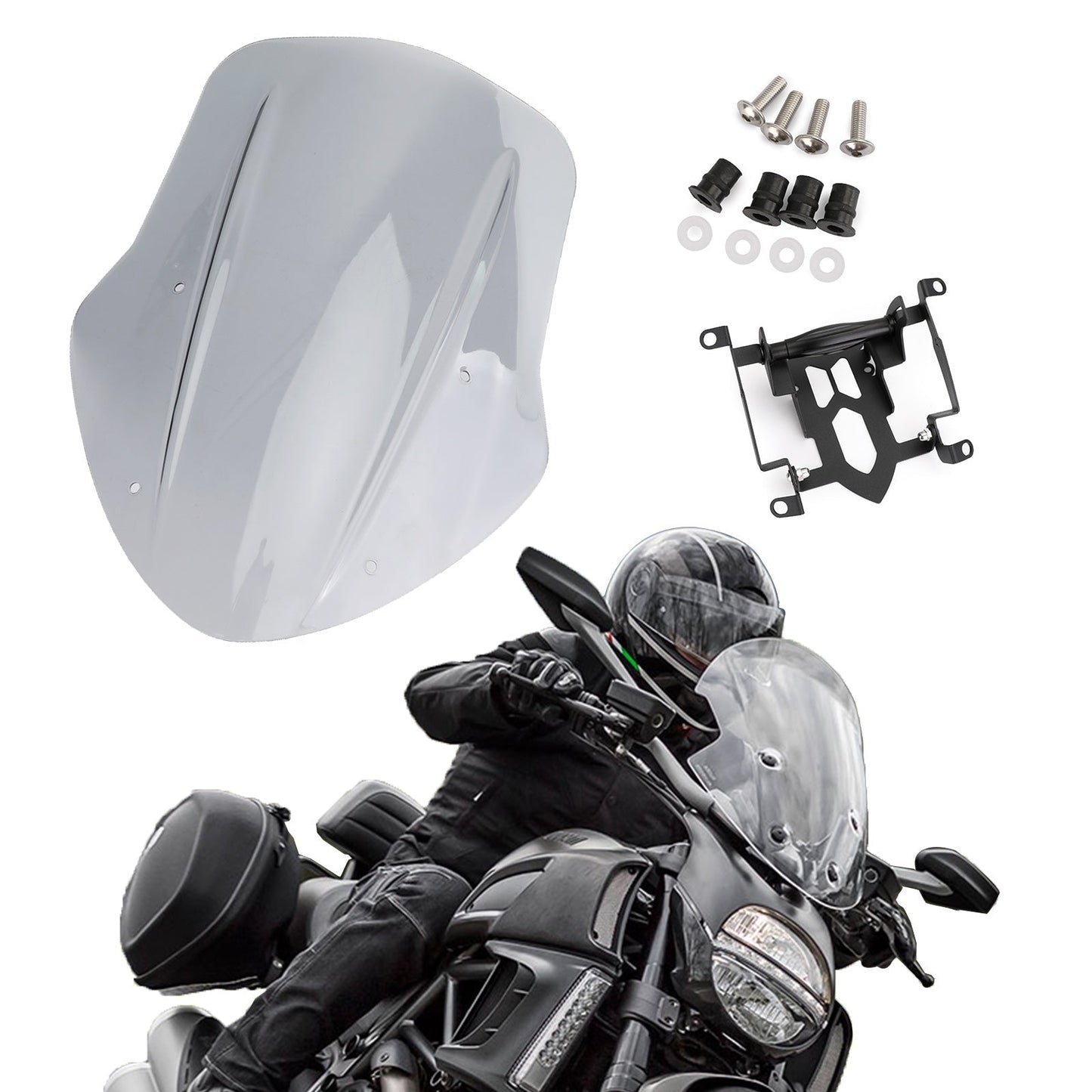 1x Parabrezza Parabrezza Protezione antivento per Ducati Diavel 2014-2018 Generico