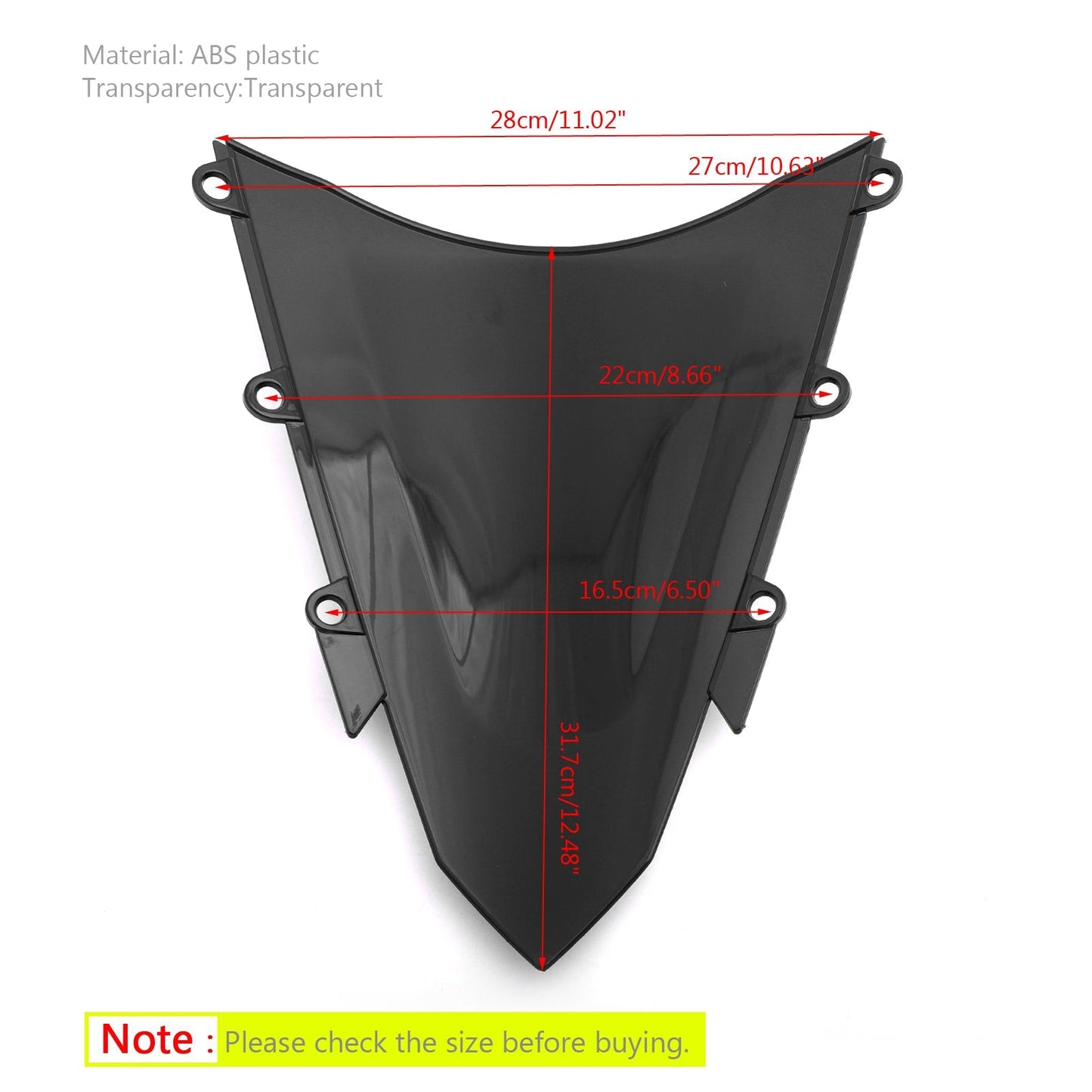 Parabrezza parabrezza ABS moto 1 pezzo per Honda CBR500R 2016-2018 Generico