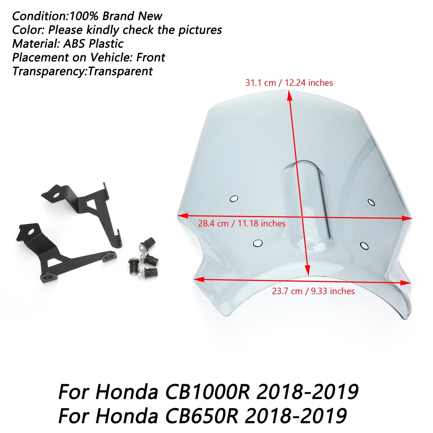 Parabrezza parabrezza moto in plastica ABS per Honda CB1000R/CB650R 2018-2019 generico