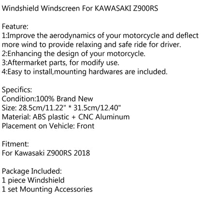 Parabrezza in ABS Parabrezza Cafe Racer Paravento per Kawasaki Z900RS 2018 Generico