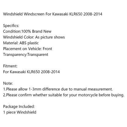 2008-2014 Kawasaki KLR650 1x Parabrezza parabrezza moto corto 4mm