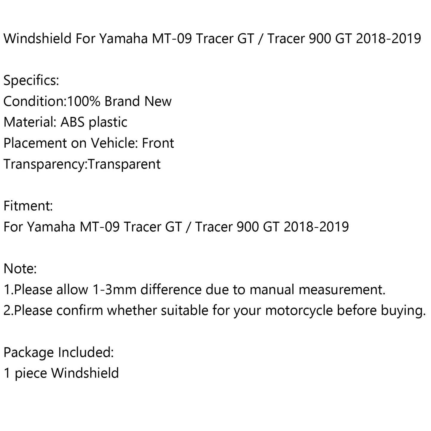 Parabrezza WindScreen per Yamaha MT-09 Tracer GT 18-20 Tracer 9 / GT 21-23