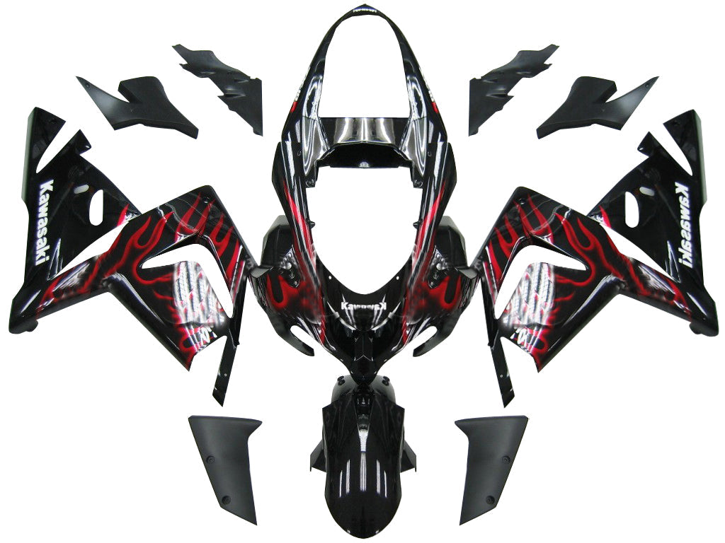 Carenatura 2004-2005 Kawasaki ZX 10R Black &amp; Red Flame Ninja Racing Generico