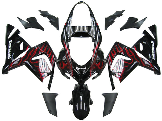Carenatura 2004-2005 Kawasaki ZX 10R Black &amp; Red Flame Ninja Racing Generico