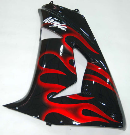 Carene 2006-2007 Kawasaki ZX 10R Black &amp; Red Flame Ninja Racing Generico