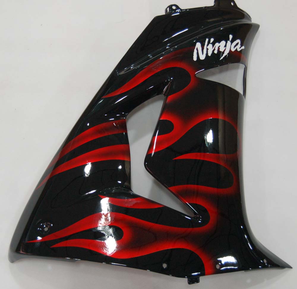 Carene 2006-2007 Kawasaki ZX 10R Black &amp; Red Flame Ninja Racing Generico