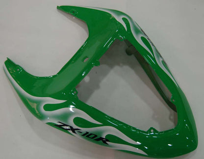 Carene 2006-2007 Kawasaki ZX 10R Green &amp; White Flame Ninja Racing Generico