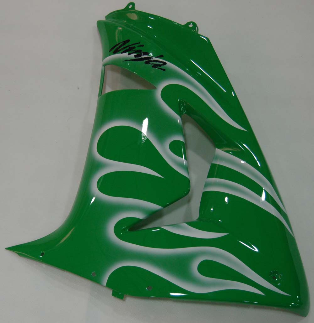 Carene 2006-2007 Kawasaki ZX 10R Green &amp; White Flame Ninja Generico