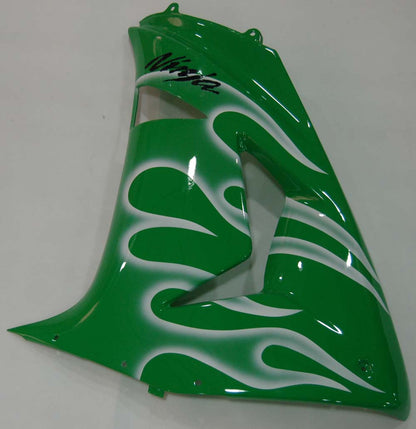 Carene 2006-2007 Kawasaki ZX 10R Green &amp; White Flame Ninja Generico