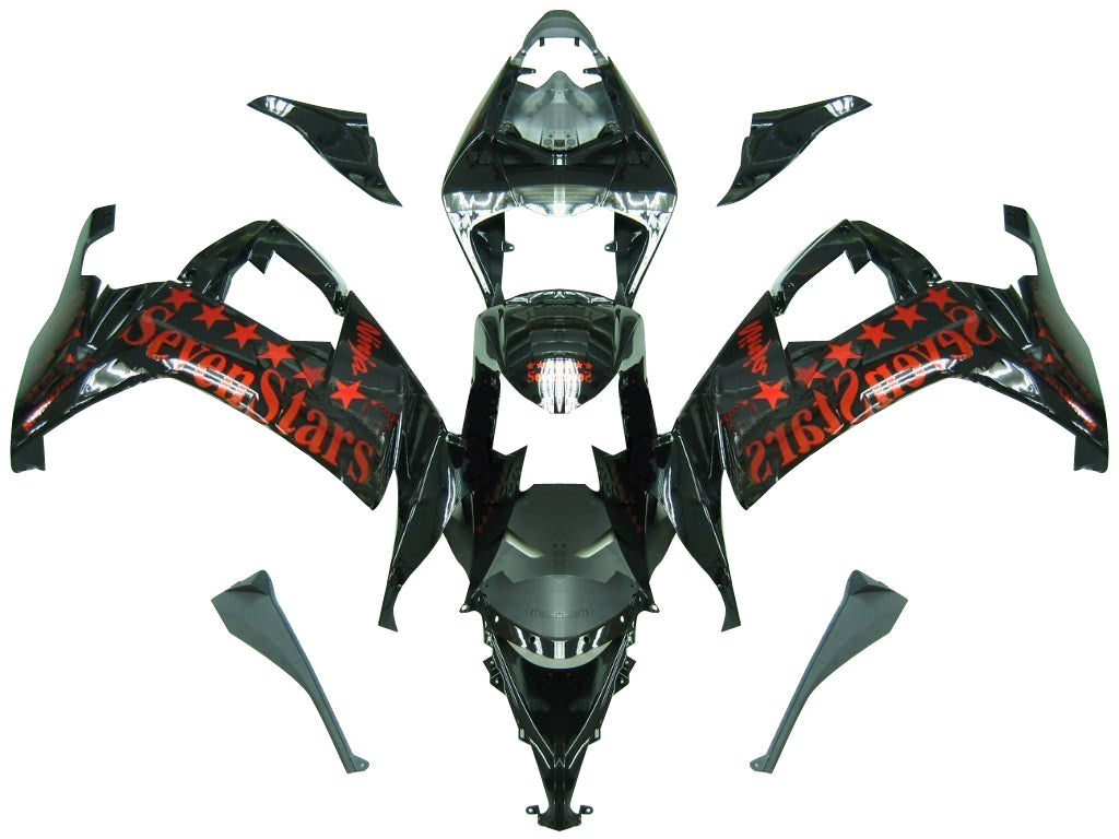 Carene 2008-2010 Kawasaki ZX10R Nero Arancio SevenStars Racing Generico