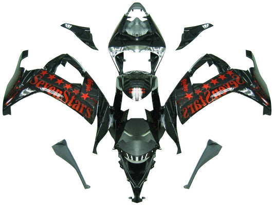 Carene 2008-2010 Kawasaki ZX10R Nero Arancio SevenStars Racing Generico