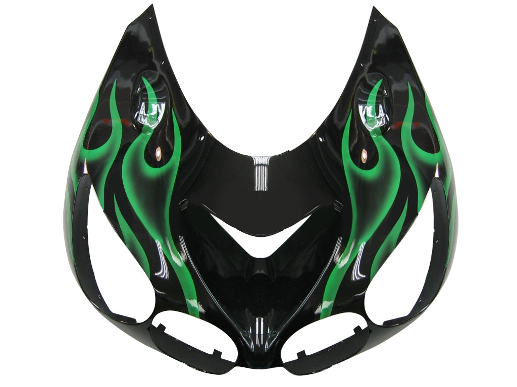 Carene 2006-2011 Kawasaki ZX14R Black &amp; Green Flame Ninja ZX14R Generico