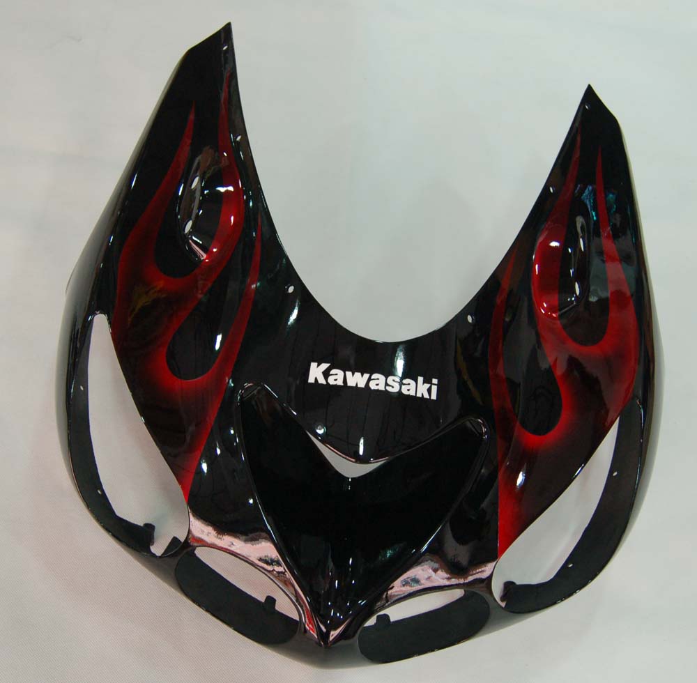 Carene 2006-2011 Kawasaki ZX14R Black &amp; Red Flame Ninja Racing Generico