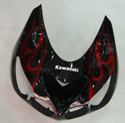 Carene 2006-2011 Kawasaki ZX14R Black &amp; Red Flame Ninja Racing Generico