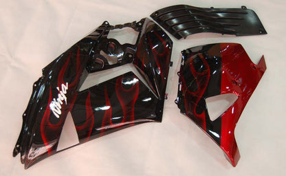 Carene 2006-2011 Kawasaki ZX14R Black &amp; Red Flame Ninja Racing Generico