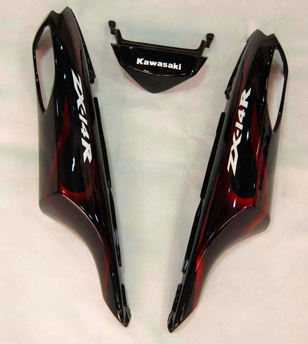 Carene 2006-2011 Kawasaki ZX14R Black &amp; Red Flame Ninja Racing Generico