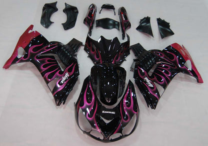 Carene 2006-2011 Kawasaki ZX14R Black &amp; Purple Flame Ninja Racing Generico