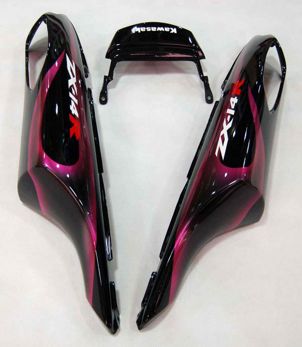 Carene 2006-2011 Kawasaki ZX14R Black &amp; Purple Flame Ninja Generico