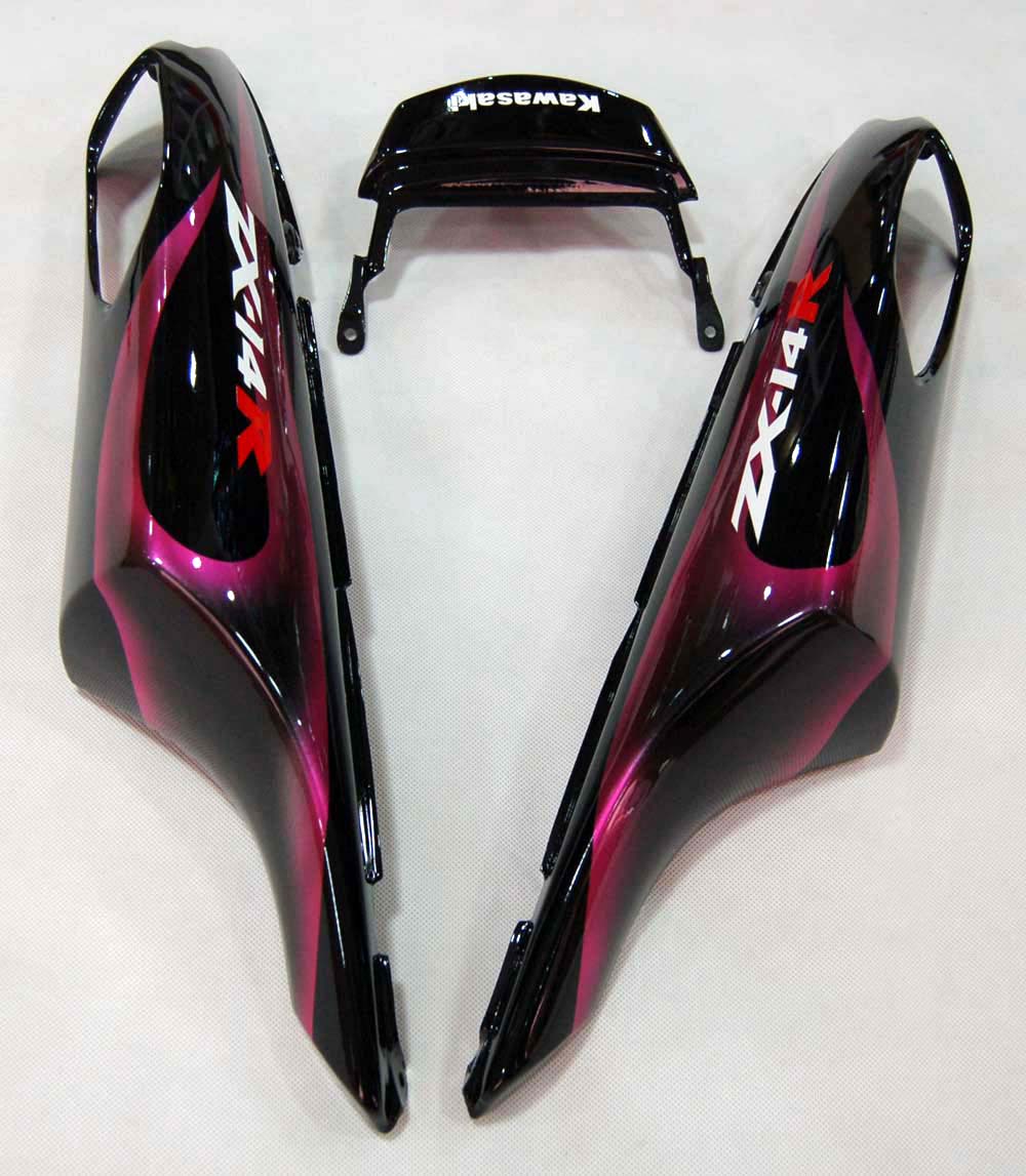 Carene 2006-2011 Kawasaki ZX14R Black &amp; Purple Flame Ninja Racing Generico