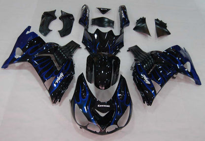 Carene 2006-2011 Kawasaki ZX14R Black &amp; Blue Flame Ninja Racing Generico