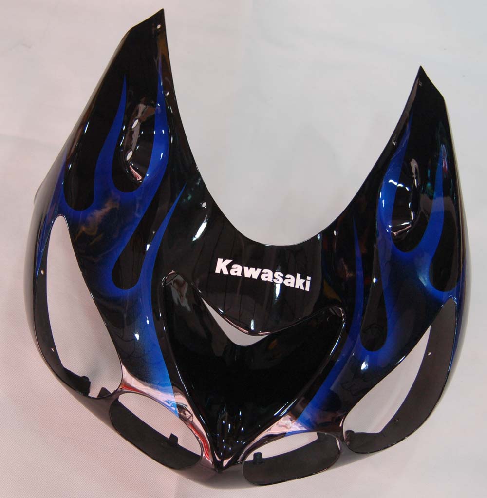 Carene 2006-2011 Kawasaki ZX14R Black &amp; Blue Flame Ninja Racing Generico