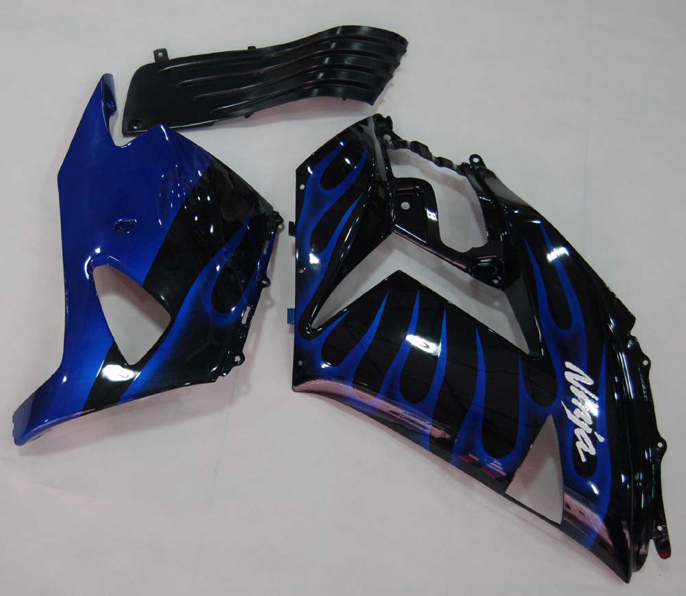 Carene 2006-2011 Kawasaki ZX14R Black &amp; Blue Flame Ninja Racing Generico