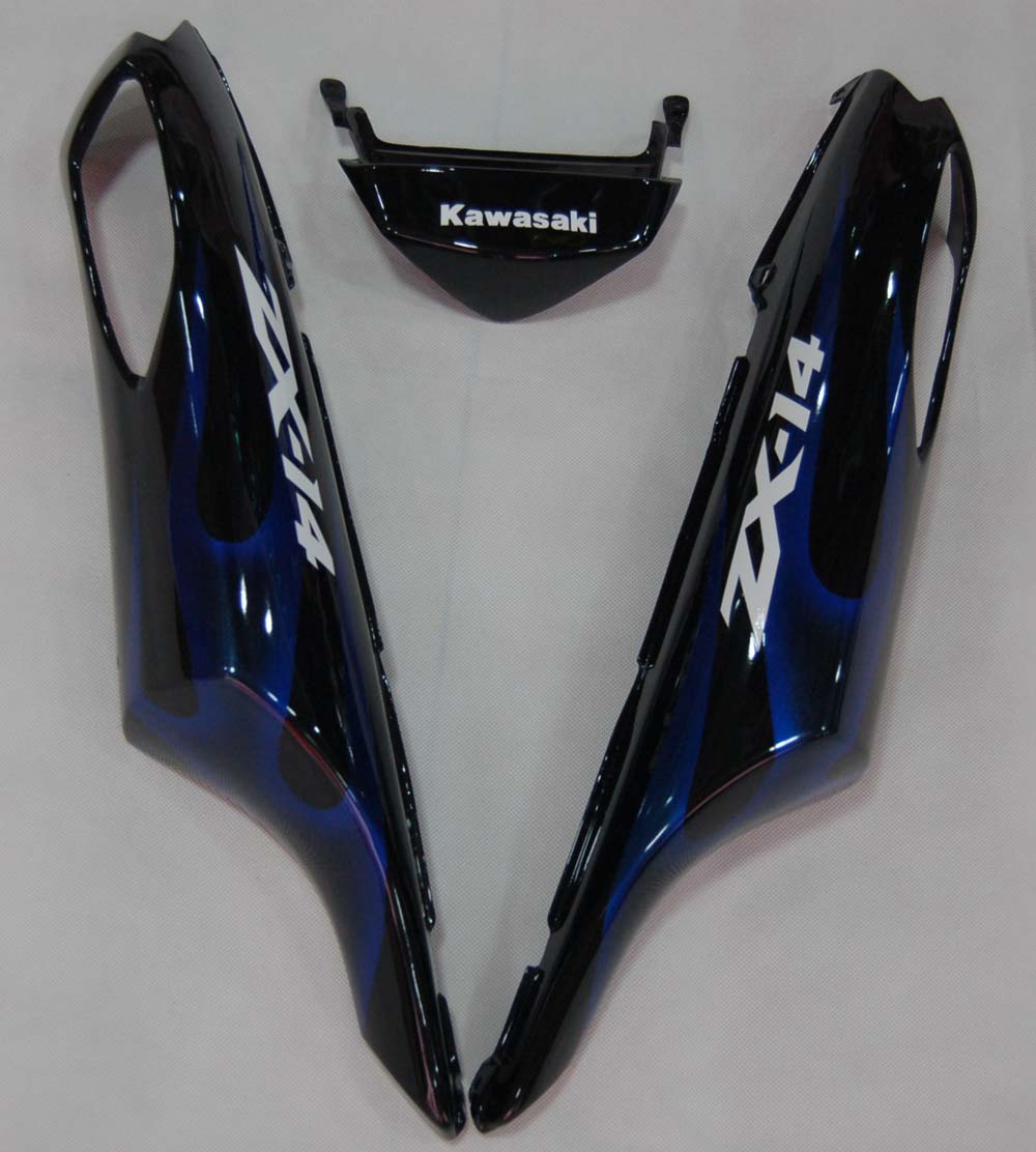 Carene 2006-2011 Kawasaki ZX14R Black &amp; Blue Flame Ninja Racing Generico