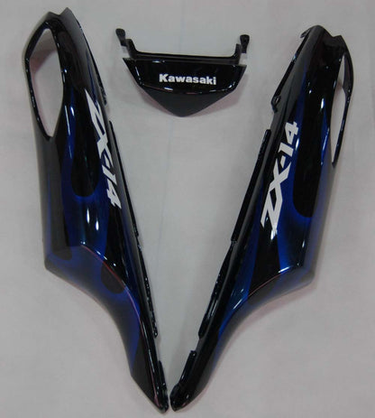 Carene 2006-2011 Kawasaki ZX14R Black &amp; Blue Flame Ninja Racing Generico