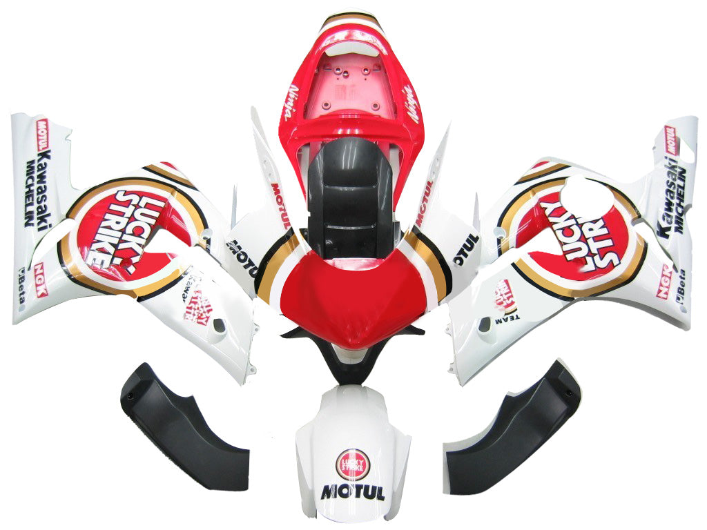 Carene 2003-2004 Kawasaki ZX6R 636 Bianco Rosso Lucky Strike Ninja Racing Generico